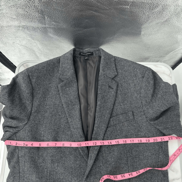 Banana Republic Mens Sport Coat 42R Standard Fit Wool Blend Grey Herringbone - Picture 7 of 15